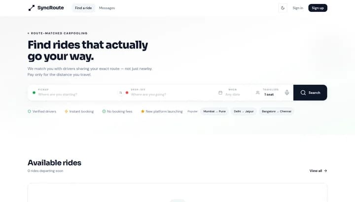 SyncRoute application preview